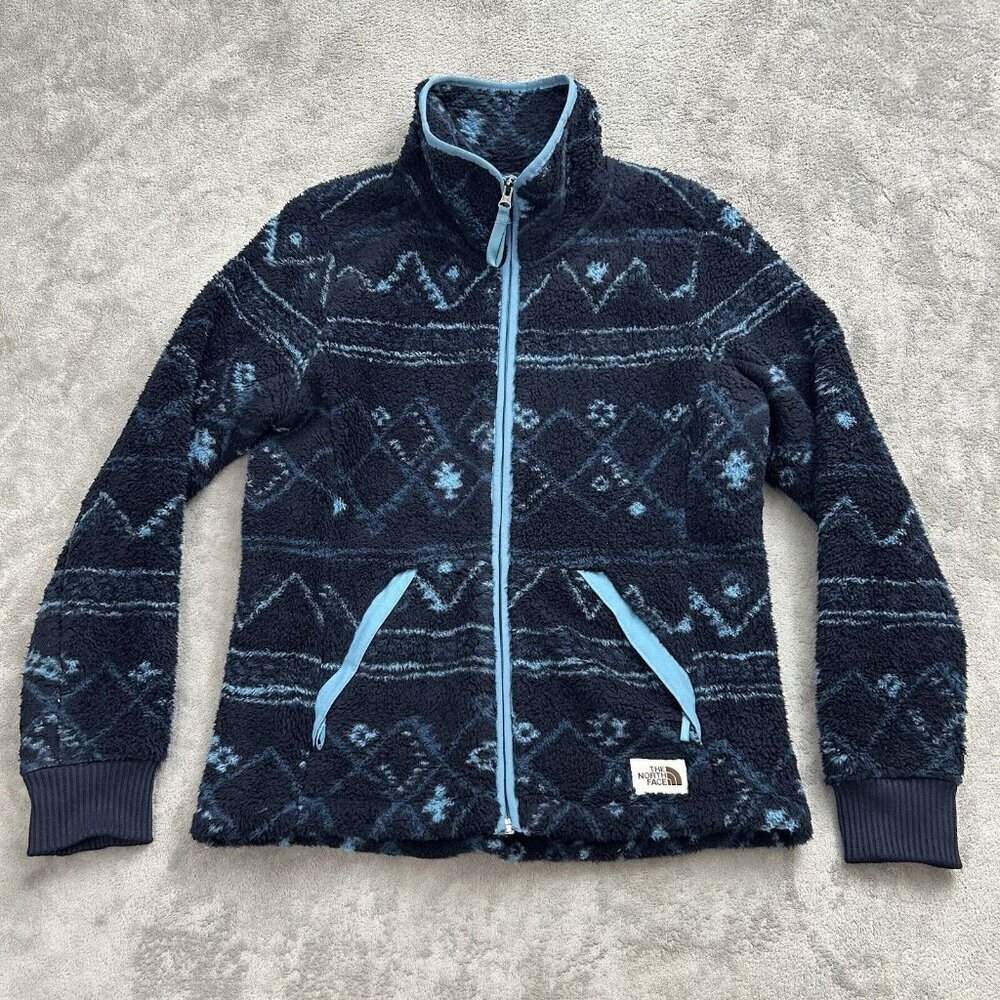 The North Face Jacket Womens Small Campshire Sherpa Fleece Full Zip Aviator Navy